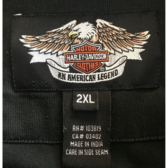 Harley Davidson Motorcycles Button Up Shirt Black Short Sleeve Stitched Logos - Picture 6 of 11